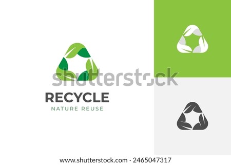 triangle recycle leaf logo icon design with green leaf rotation graphic element symbol, sign for recycling ecology, nature reuse logo template