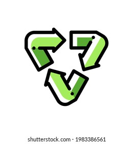 Triangle recycling symbol on white background. Environmentally friendly world. Ecological illustration of graphic info concept
