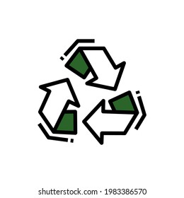 Triangle recycling symbol on white background. Environmentally friendly world. Ecological illustration of graphic info concept