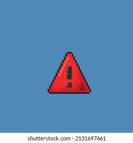 Triangle Red Alert Sign In Pixel Style