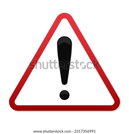 Triangle Red Attention or Alert stamp sticker with Exclamation Mark icon vector illustration