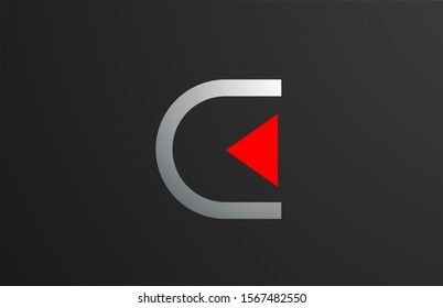 triangle red grey letter C alphabet logo design icon for company or business. Suitable as a logotype