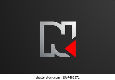 triangle red grey letter N alphabet logo design icon for company or business. Suitable as a logotype