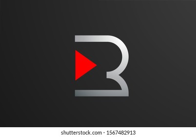 triangle red grey letter R alphabet logo design icon for company or business. Suitable as a logotype