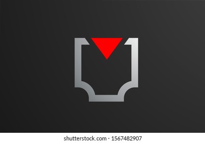 triangle red grey letter V alphabet logo design icon for company or business. Suitable as a logotype