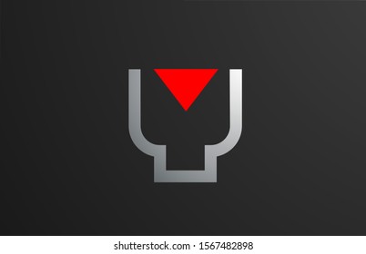 triangle red grey letter Y alphabet logo design icon for company or business. Suitable as a logotype