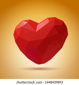 triangle red heart. Valentines day.