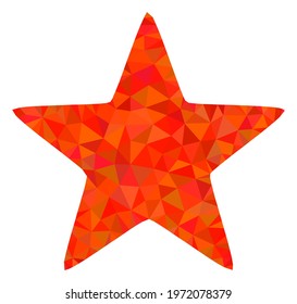 Triangle red star polygonal icon illustration. Red Star lowpoly icon is filled with triangles. Flat filled geometric mesh image based on red star icon.