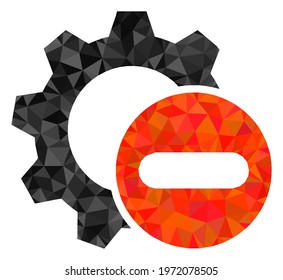 Triangle remove settings gear polygonal icon illustration. Remove Settings Gear lowpoly icon is filled with triangles. Flat filled abstract mesh image based on remove settings gear icon.