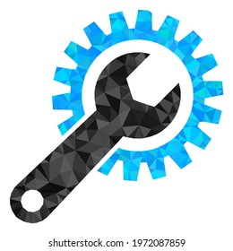 Triangle repair gear polygonal icon illustration. Repair Gear lowpoly icon is filled with triangles. Flat filled abstract mesh image based on repair gear icon.