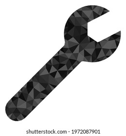 Triangle repair tool polygonal symbol illustration. Repair Tool lowpoly icon is filled with triangles. Flat filled abstract mesh symbol based on repair tool icon.