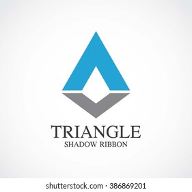 Triangle ribbon with shadow abstract vector and logo design or template building line business icon of company identity symbol concept
