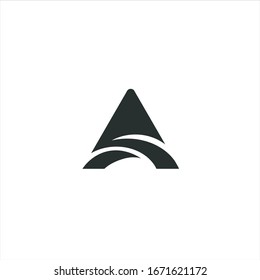 triangle and road logo design , letter  A road  logo design vector illustration stock , 