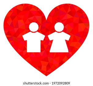 Triangle romantic heart polygonal icon illustration. Romantic Heart lowpoly icon is filled with triangles. Flat filled geometric mesh symbol based on romantic heart icon.