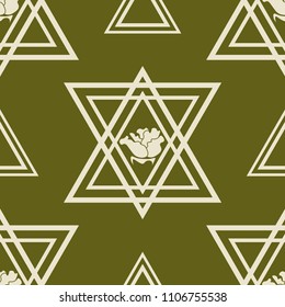 triangle and rose seamless geometric abstract pattern