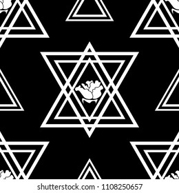 triangle and rose seamless geometric abstract pattern