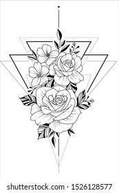 Triangle Rose Tattoo Hand drawing