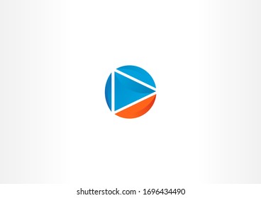 Triangle in round circle isolated concept vector logo design. Modern style logo