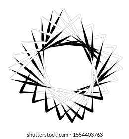 Triangle round design element, black, isolated on white, decorative frame border, vector circle shape