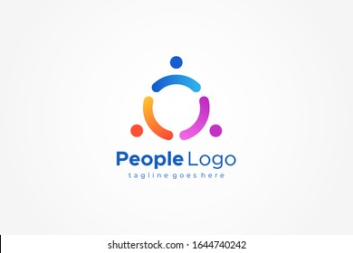 Triangle Rounded People Logo. Flat Vector Logo Design Template Element