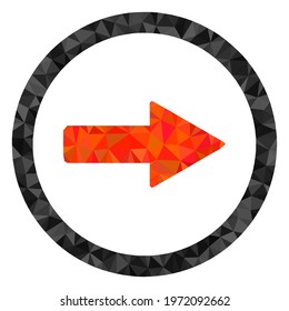 Triangle rounded right arrow polygonal icon illustration. Rounded Right Arrow lowpoly icon is filled with triangles. Flat filled abstract mesh symbol based on rounded right arrow icon.