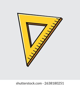 A triangle ruler cartoon illustration isolated on a light background