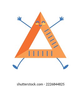 triangle ruler cartoon school icon isolated
