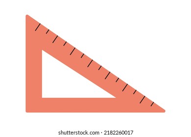 Regla triangular, estilo de caricatura. Ilustración vectorial aislada en fondo blanco, dibujado a mano, diseño plano.