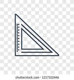 Triangle Ruler concept vector linear icon isolated on transparent background, Triangle Ruler concept transparency concept in outline style