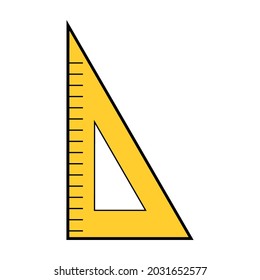 dibujo de regla triangular en fondo blanco, ilustración vectorial