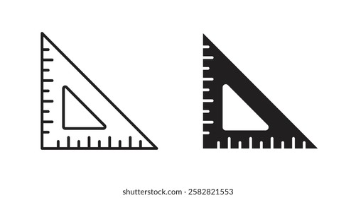Triangle Ruler filled and outlined icons vectors on white background