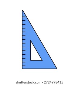 Triángulo Regla Herramienta geométrica de estilo de diseño plano que simboliza ángulos precisos ideal para diseños de dibujo y bricolaje.