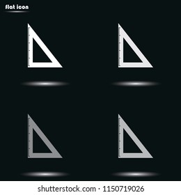 Triangle ruler flat grayscale vector icon.