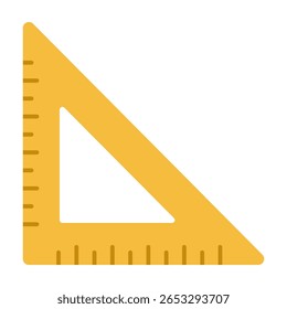 Triangle ruler flat icon. Geometric measuring tool illustration. School supplies design.