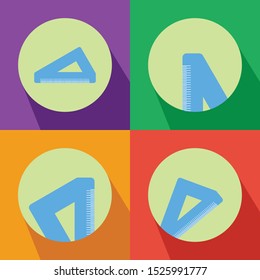 Triangle Ruler Four Color Minimalist Flat Icon Logo Vector Illustration with Different Style