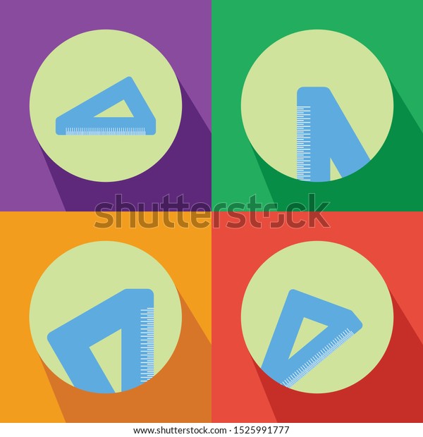 Triangle Ruler Four Color Minimalist Flat Stock Vector (Royalty Free ...