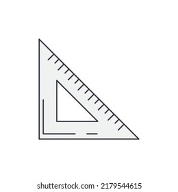 Triangle ruler, geometry icon in color, isolated on white background 