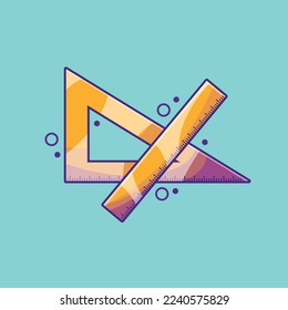 Triangle Ruler Geometry Illustration in Cartoon Style