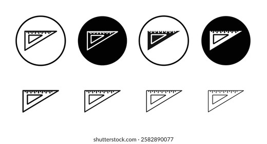 Triangle Ruler icon Black line art vector logo set