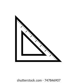 Triangle ruler icon , black sign design.