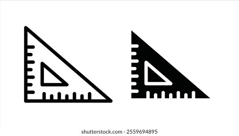 Triangle ruler Icon collection in filled and stroke style.