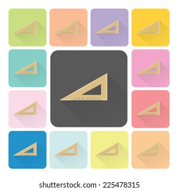Triangle ruler Icon color set vector illustration.