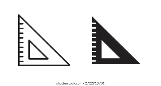 Ícone de régua triangular projeta a coleção para celular, interface do usuário, web.
