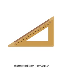Triangle ruler icon in flat style isolated on white background. Vector illustration.