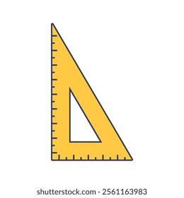 Triangle Ruler Icon Illustration in Flat Style .Ideal for construction, engineering, and industrial design projects.