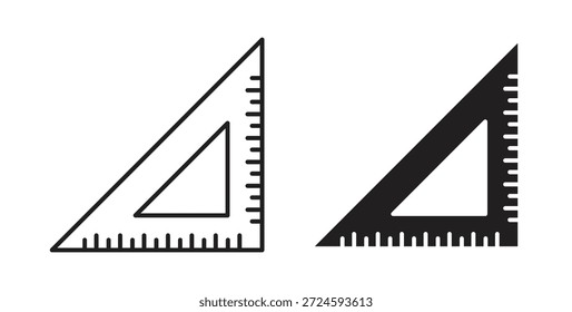 Triangle ruler icon with line and silhouette versions.
