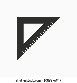 Triangle ruler icon, measure vector illustration, centimeter scale.