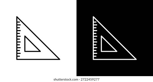 Icono de Regla de triángulo y Vector lineal. icono de contorno e ilustración