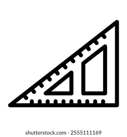 triangle ruler icon in Outline Style. Line Art