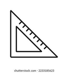 Triangle ruler icon, outline vector illustration in trendy design style, isolated on white background. Perfect editable graphic resources for many purposes.